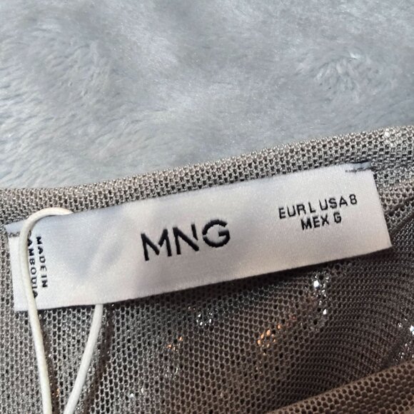 Mango Halterneck Sequin Midi Dress Silver Keyhole Cocktail Event Prom NWT - Picture 14 of 16